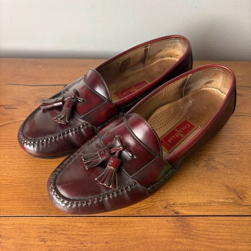 Cole Haan City Men's 11 D Burgundy Leather Tassel Loafers 3507 Slip On Shoes